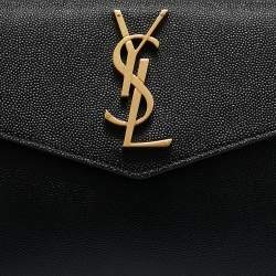 Pre Owned Saint Laurent Black Leather Uptown Pouch
