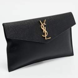 Pre Owned Saint Laurent Black Leather Uptown Pouch