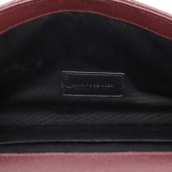 Pre Owned Saint Laurent Paris Burgundy Leather Cassandre Flap Pouch