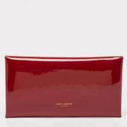 Saint Laurent Red Patent Leather Paloma Envelope Clutch