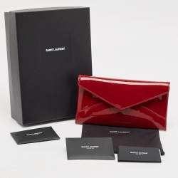 Saint Laurent Red Patent Leather Paloma Envelope Clutch