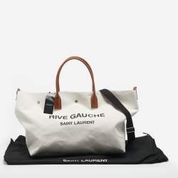 Pre Owned Saint Laurent Off White Canvas Maxi Rive Gauche Shopper Tote