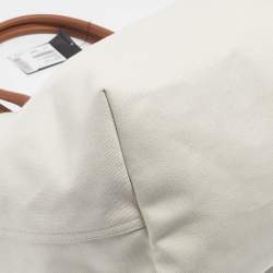 Pre Owned Saint Laurent Off White Canvas Maxi Rive Gauche Shopper Tote