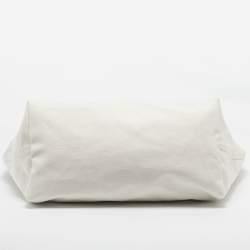 Pre Owned Saint Laurent Off White Canvas Maxi Rive Gauche Shopper Tote