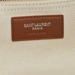 Pre Owned Saint Laurent Off White Canvas Maxi Rive Gauche Shopper Tote