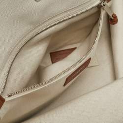 Pre Owned Saint Laurent Off White Canvas Maxi Rive Gauche Shopper Tote