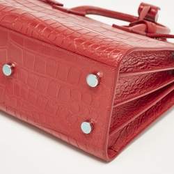 Pre Owned Saint Laurent Red Croc Embossed Leather Baby Classic Sac De Jour Tote