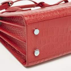 Pre Owned Saint Laurent Red Croc Embossed Leather Baby Classic Sac De Jour Tote
