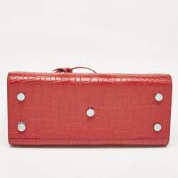 Pre Owned Saint Laurent Red Croc Embossed Leather Baby Classic Sac De Jour Tote