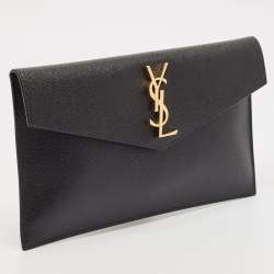 Pre Owned Saint Laurent Black Leather Uptown Pouch