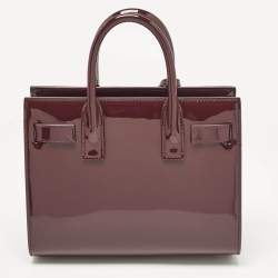 Pre Owned Saint Laurent Burgundy Patent Leather Nano Classic Sac De Jour Tote