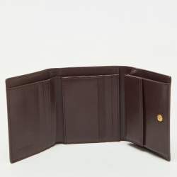 Pre Owned Saint Laurent Burgundy Leather Trifold Wallet