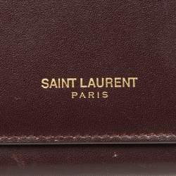 Pre Owned Saint Laurent Burgundy Leather Trifold Wallet