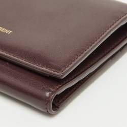 Pre Owned Saint Laurent Burgundy Leather Trifold Wallet