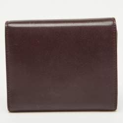 Pre Owned Saint Laurent Burgundy Leather Trifold Wallet