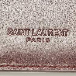 Pre Owned Saint Laurent Burgundy Leather Trifold Wallet
