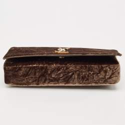 Saint Laurent Brown Crinkled Velvet Kate 99 Wallet On Chain