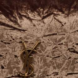 Saint Laurent Brown Crinkled Velvet Kate 99 Wallet On Chain