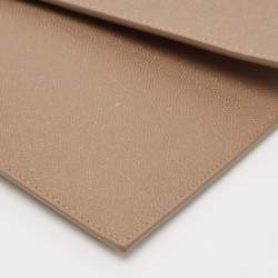 Pre Owned Saint Laurent Taupe Grey Leather Uptown Clutch