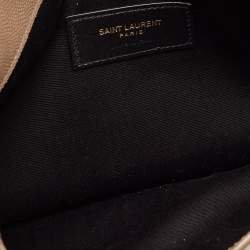 Pre Owned Saint Laurent Taupe Grey Leather Uptown Clutch