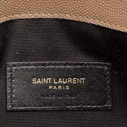 Pre Owned Saint Laurent Taupe Grey Leather Uptown Clutch