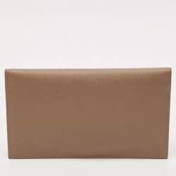 Pre Owned Saint Laurent Taupe Grey Leather Uptown Clutch