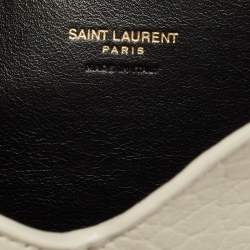 Pre Owned Saint Laurent Off White Leather Large Cassandre Envelope Pouch