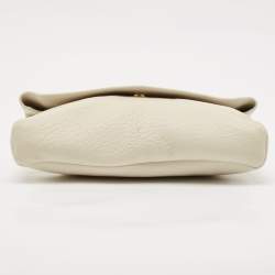 Pre Owned Saint Laurent Off White Leather Large Cassandre Envelope Pouch