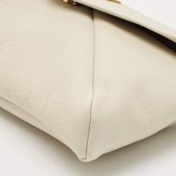 Pre Owned Saint Laurent Off White Leather Large Cassandre Envelope Pouch