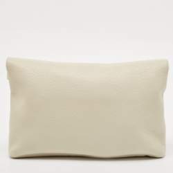 Pre Owned Saint Laurent Off White Leather Large Cassandre Envelope Pouch