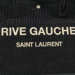 Pre Owned Saint Laurent Black Raffia Maxi Rive Gauche Shopper Tote