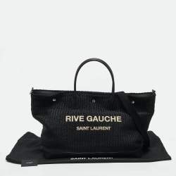 Pre Owned Saint Laurent Black Raffia Maxi Rive Gauche Shopper Tote