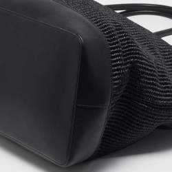 Pre Owned Saint Laurent Black Raffia Maxi Rive Gauche Shopper Tote