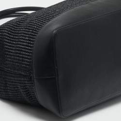 Pre Owned Saint Laurent Black Raffia Maxi Rive Gauche Shopper Tote