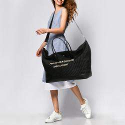 Pre Owned Saint Laurent Black Raffia Maxi Rive Gauche Shopper Tote