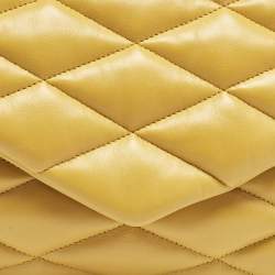 Saint Laurent Yellow Quilted Leather Puffer Envelope Clutch