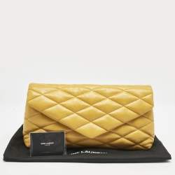 Saint Laurent Yellow Quilted Leather Puffer Envelope Clutch