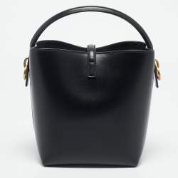 Pre Owned Saint Laurent Black Leather Small Le 37 Bucket Bag