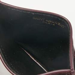 Saint Laurent Burgundy Quilted Patent Leather Cassandre Card Holder