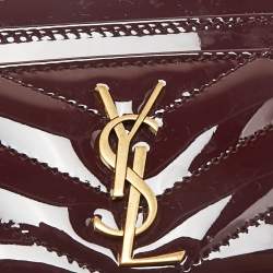 Saint Laurent Burgundy Quilted Patent Leather Cassandre Card Holder