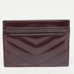 Saint Laurent Burgundy Quilted Patent Leather Cassandre Card Holder
