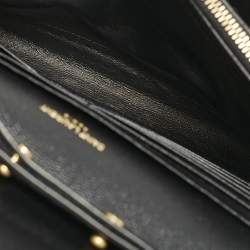 Saint Laurent Black Matelassé Leather Cassandre Envelope Wallet on Chain