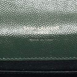 Saint Laurent Green Mixed Quilted Leather Envelope Flap Wristlet Clutch 