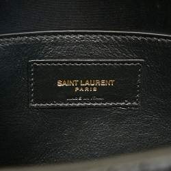 Saint Laurent Black Croc Embossed Leather Manhattan Shoulder Bag