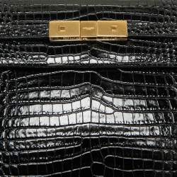 Saint Laurent Black Croc Embossed Leather Manhattan Shoulder Bag
