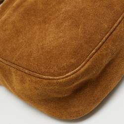 Pre Owned Saint Laurent Brown Suede Fringe Drawstring Shoulder Bag