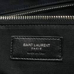 Pre Owned Saint Laurent Black Canvas Large Patchwork Flat Shopper Tote