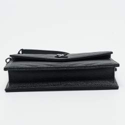 Pre Owned محفظة سان لوران باريس بسلسلة أنفيلوب جلد ماتيلاسيه أسود كاساندري