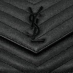 Pre Owned محفظة سان لوران باريس بسلسلة أنفيلوب جلد ماتيلاسيه أسود كاساندري