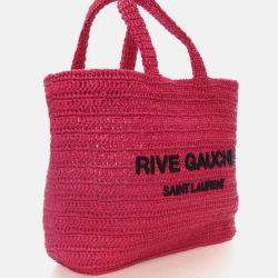 Pre Owned Saint Laurent Rive Gauche Raffia Tote Bag